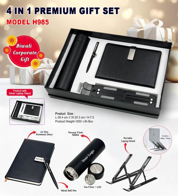 4 in 1 premium gift set  model h985 size, flask, stand